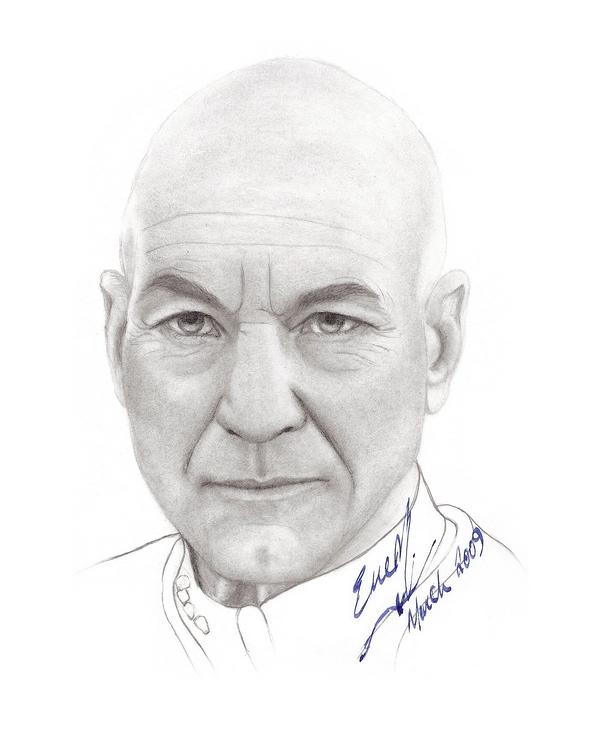 Captain Picard Drawing by Eve Maureen Marshall