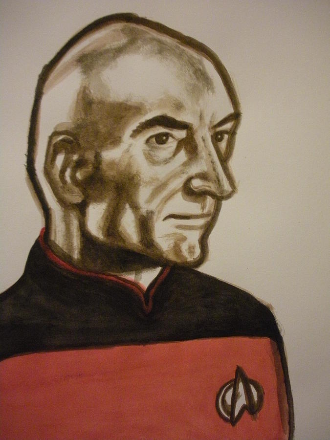 Patrick Stewart Painting - Captain Picard Painting by Jeremiah Cook