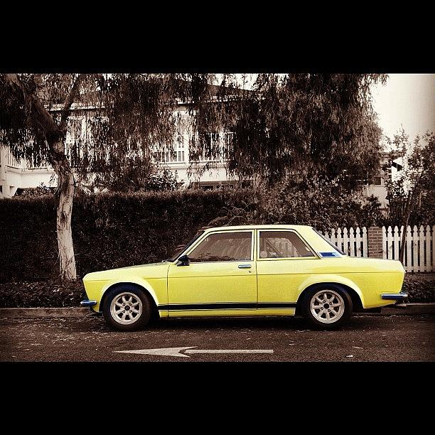 Vintage Photograph - #car #street #yellow #datsun #classic by Daniel Corson