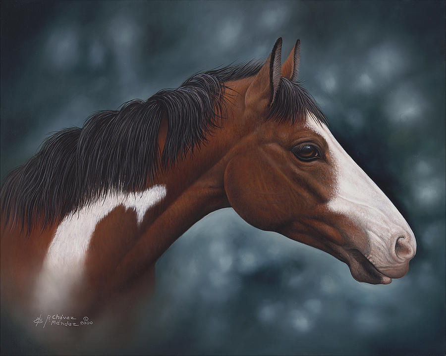 Horse Painting - Cara Blanca by Ricardo Chavez-Mendez