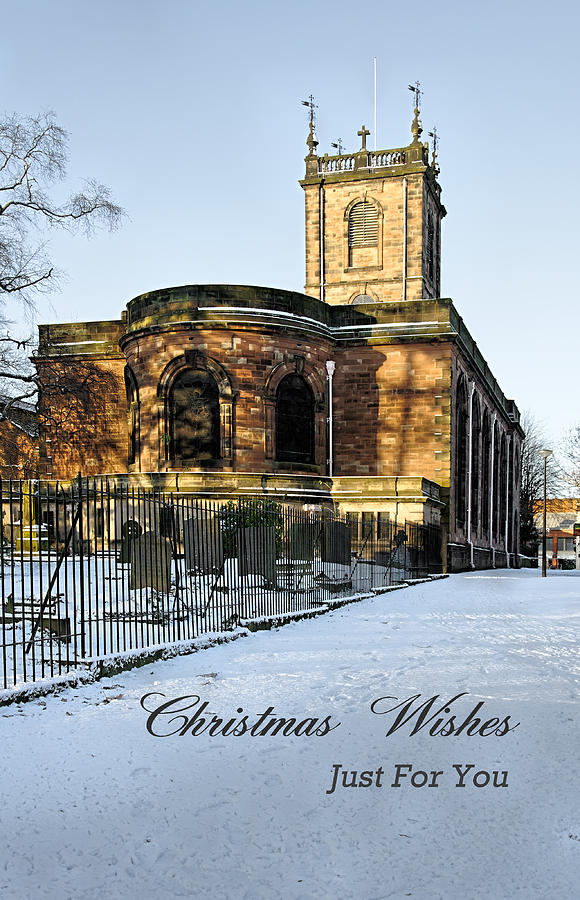 Winter Photograph - Card - St Modwens Church - Burton - in the Snow by Rod Johnson