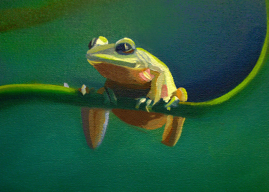 Card of Frog of Rain Forest Painting by Nancy Griswold