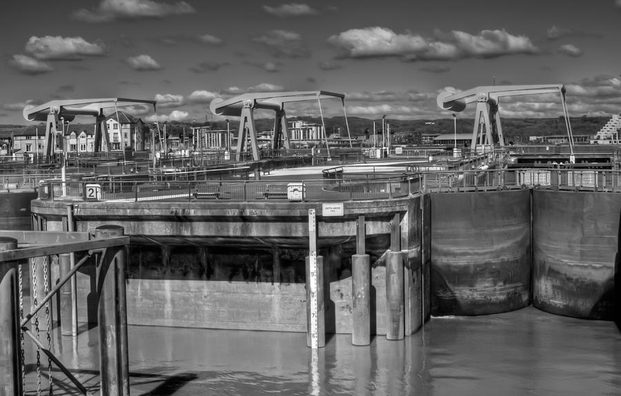 Cardiff Bay Barrage Mono Photograph