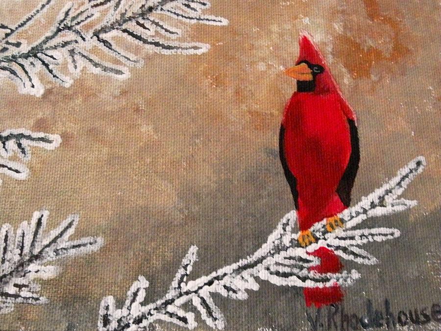 Cardinal Bird in Winter Painting by Victoria Rhodehouse