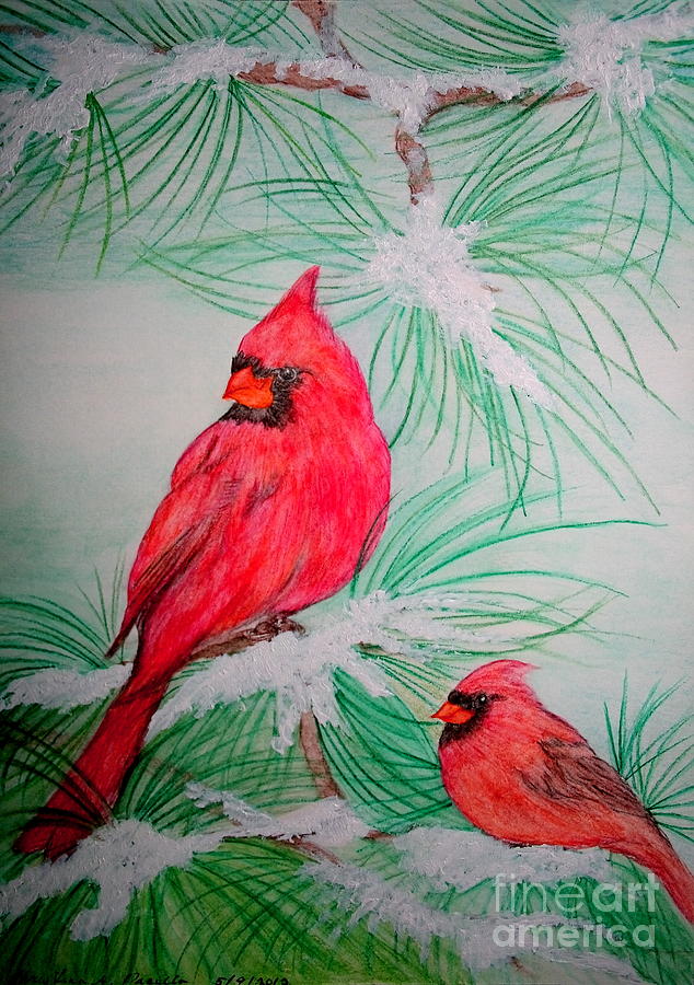 Cardinals Painting by Christina A Pacillo