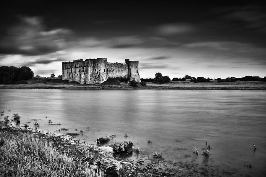 Carew Castle Pembrokeshire Long Exposure Mono Photograph by Steve Purnell