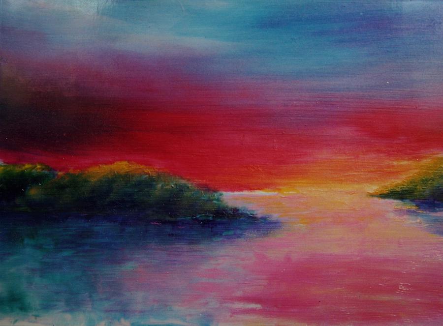 Caribbean Sunset Painting by Karin Eisermann