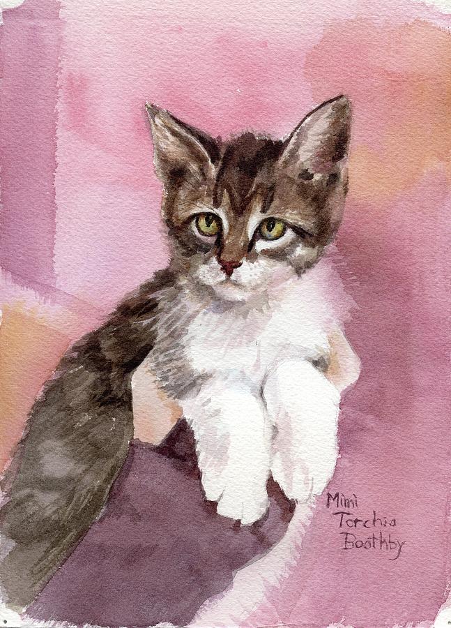 Carlisle - kitten Painting by Mimi Boothby