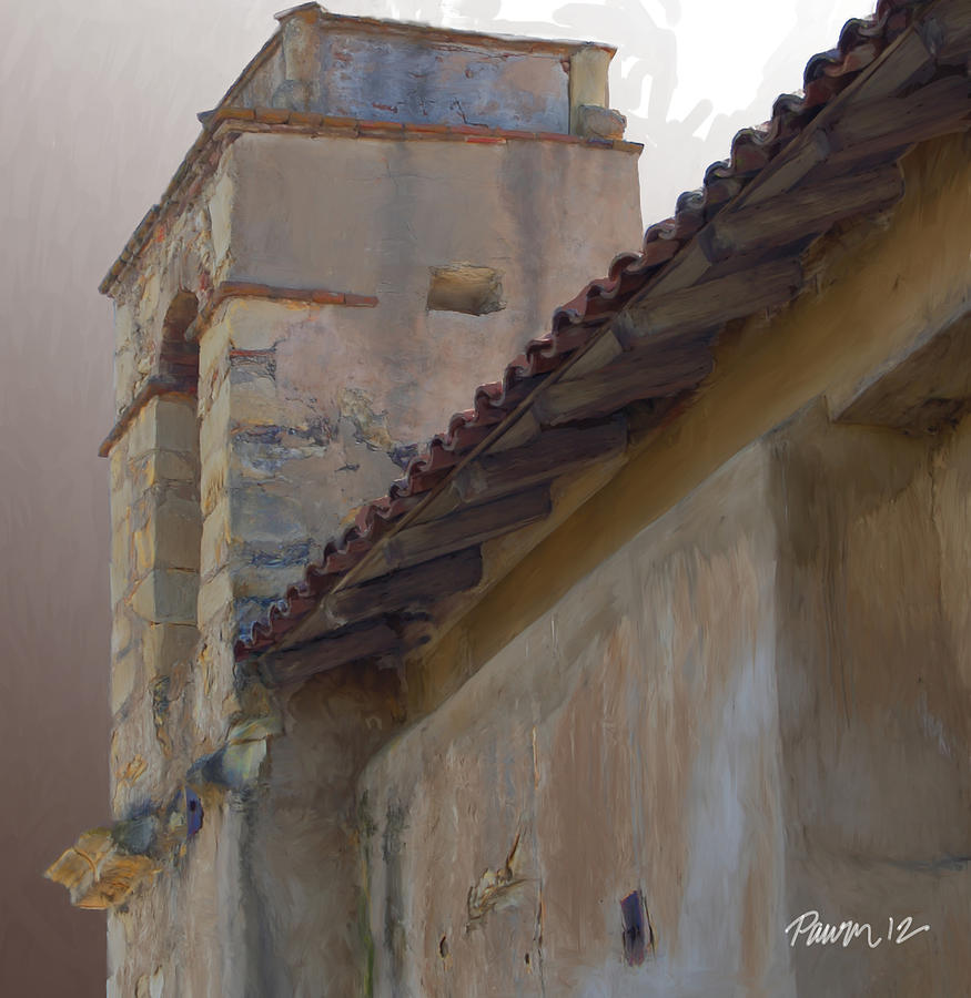 Carmel Mission Basilica Outer Wall Digital Art by Jim Pavelle