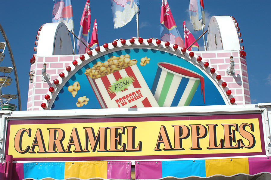 Carnivals Fairs and Festival - Caramel Apples Sign Photograph by Kathy Fornal
