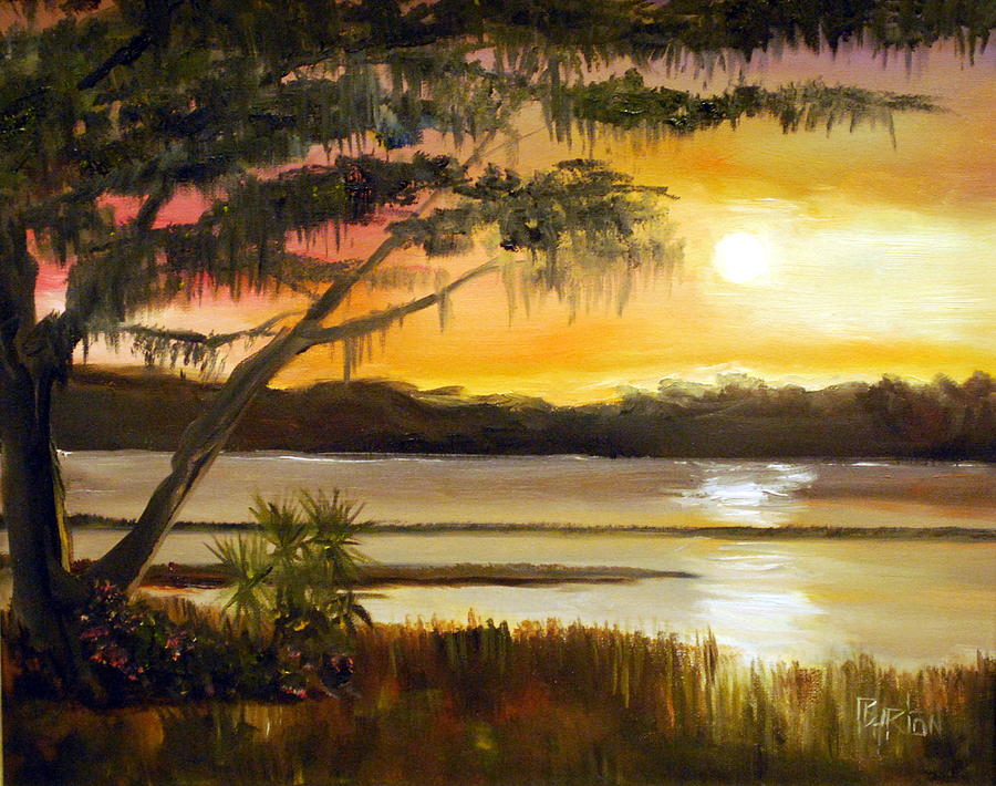 Carolina Sunset Painting by Phil Burton