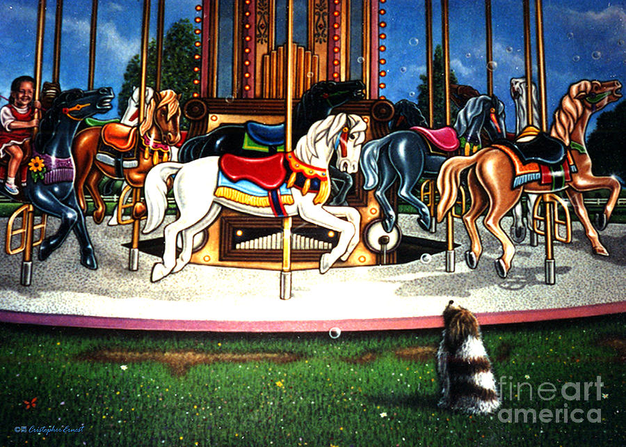 Carousel center detail Painting by Cristophers Dream Artistry