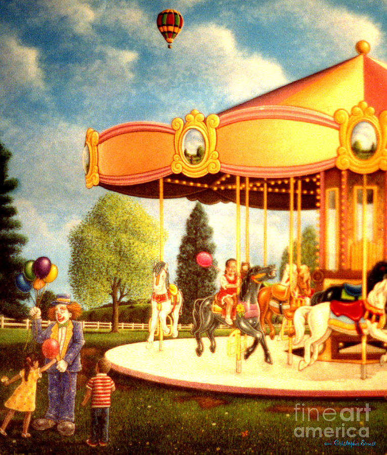 Carousel detail left Painting by Cristophers Dream Artistry