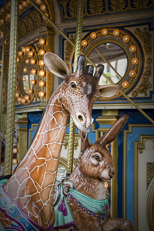 Carousel Giraffe And Rabbit Photograph