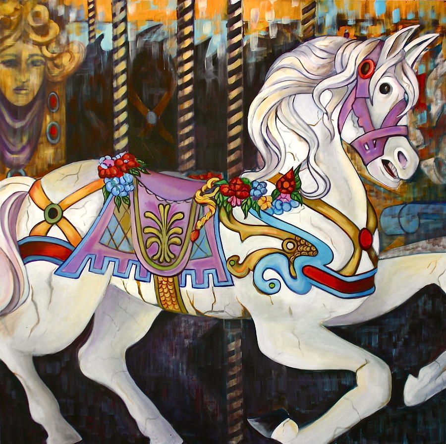 Carousel Horse Hull Massachusetts Painting by Susan Santiago