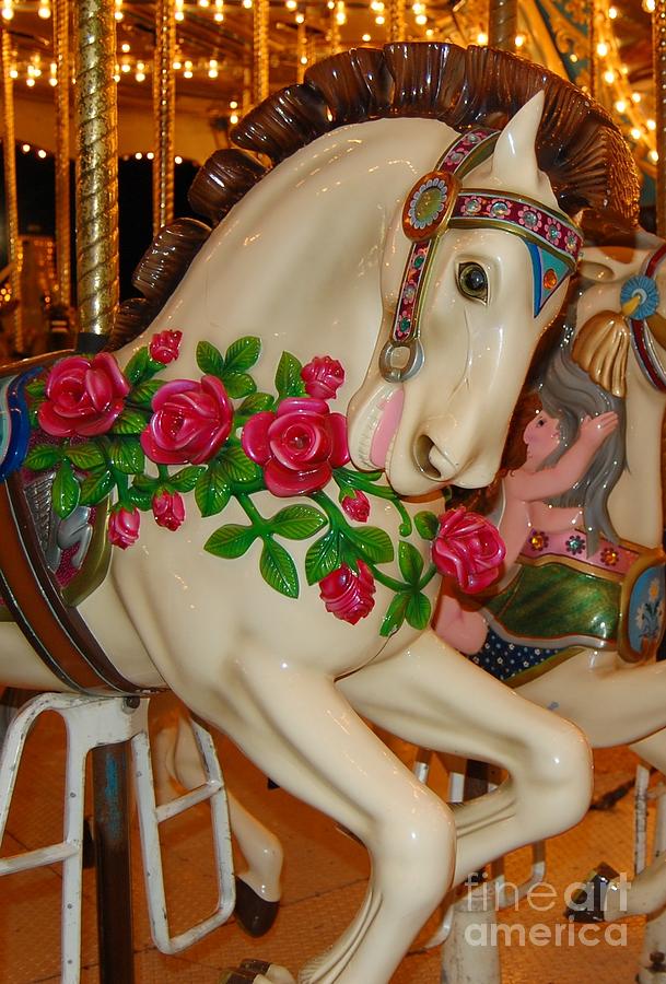 Carousel Horse with Roses Photograph by Patty Vicknair