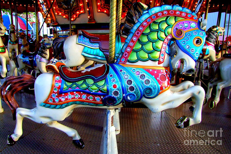 Horse Photograph - Carousel Horse with Sea Motif by Mary Deal