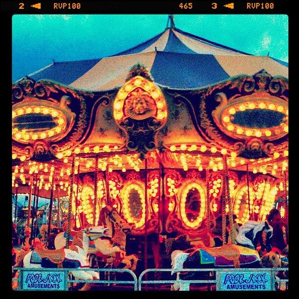 Carousel Lights At Dusk #instaprints Photograph by Marianne Dow