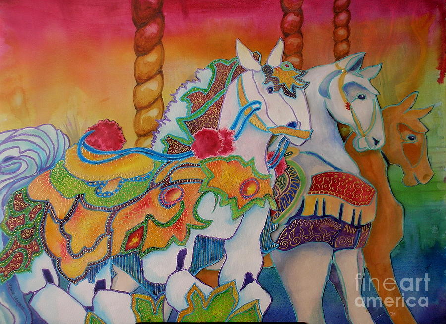 Carousel of Horses Painting by Genie Morgan