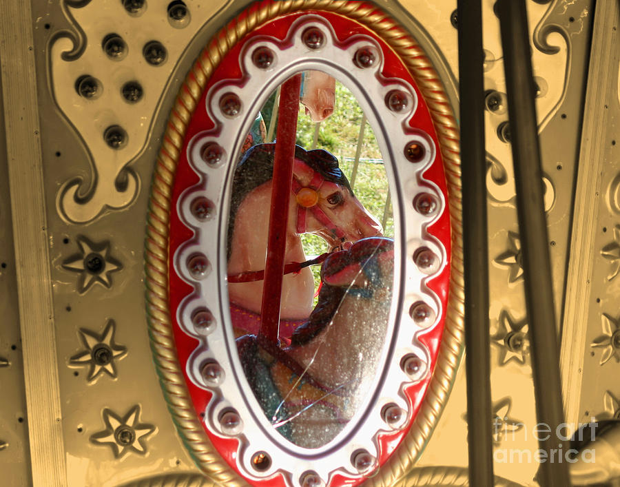 Carousel Reflections Sepia Photograph by Smilin Eyes Treasures