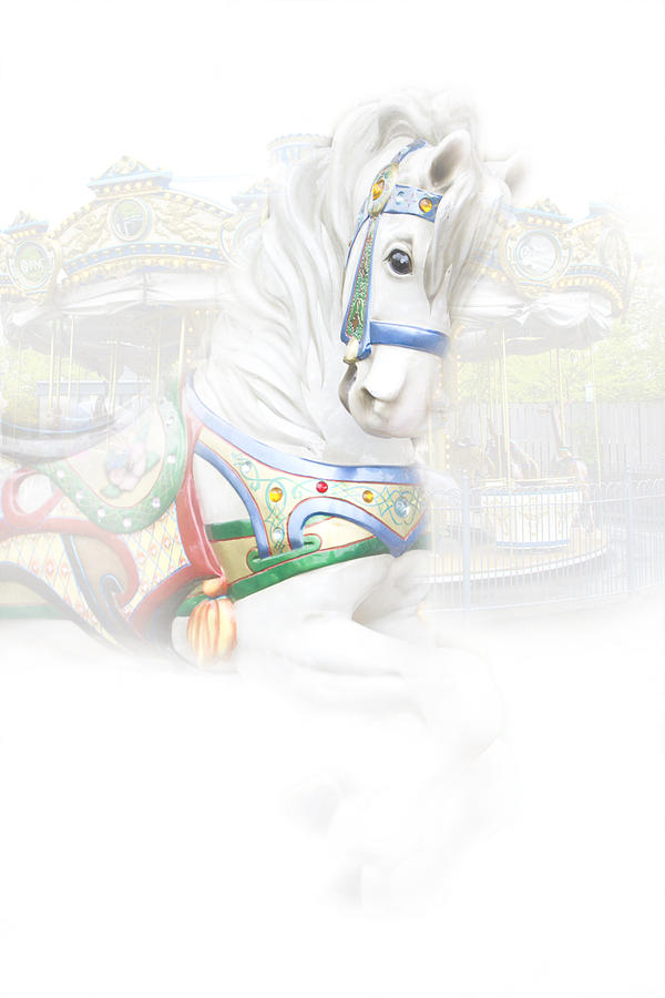 Carousel White Horse in a Childs World Photograph by Randall Nyhof