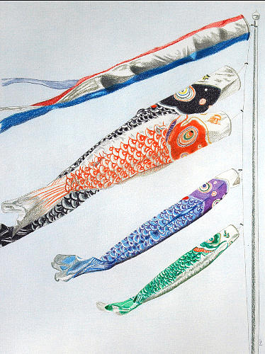 Carp Wind Socks Drawing by Glenda Zuckerman