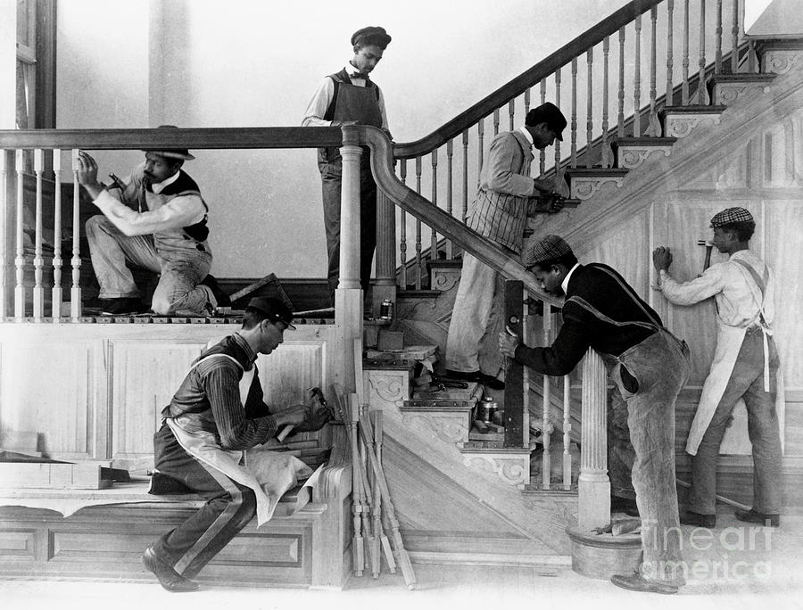 Vintage Photograph - Carpenters by Photo Researchers