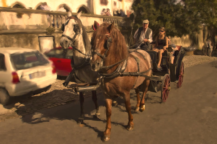 Carriage ride in rural Portugal Digital Art by Sven Brogren