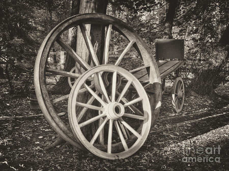 Cart wheels mono Photograph by Steev Stamford