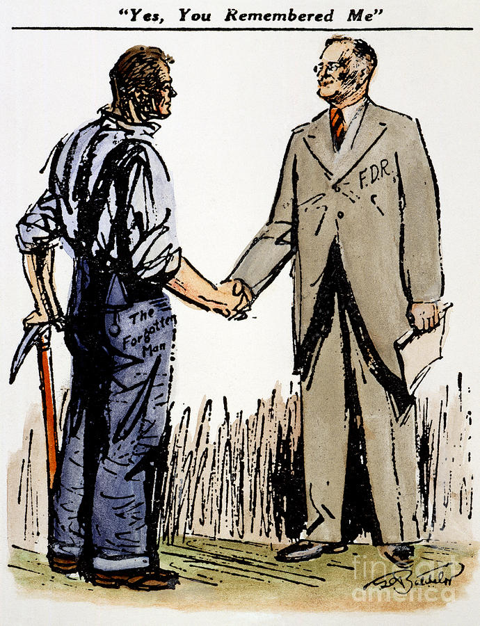 Cartoon: Fdr & Workingmen Photograph by Granger