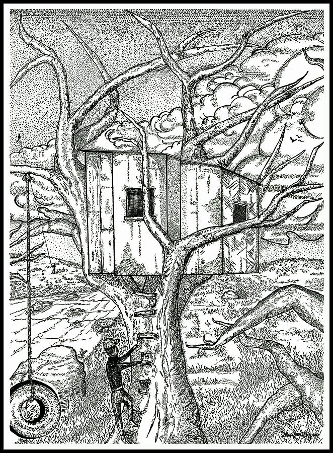 Castle In The Tree 2 - Hand Finished Edition Drawing by Glenn McCarthy Art and Photography