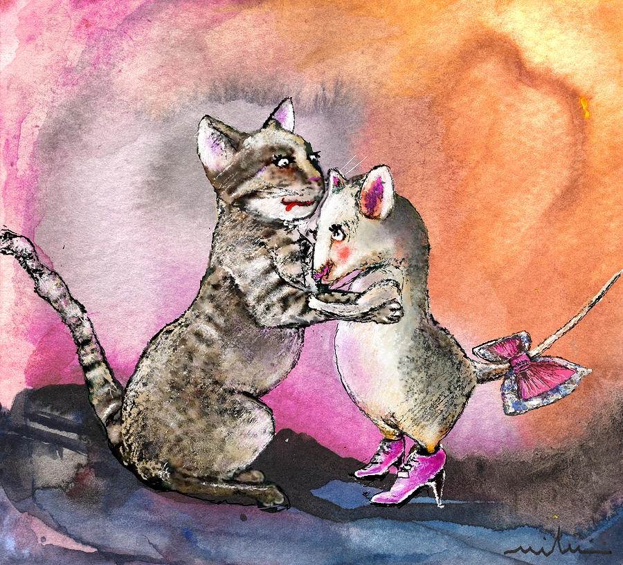 Animal Painting - Cat and Mouse Reunited by Miki De Goodaboom