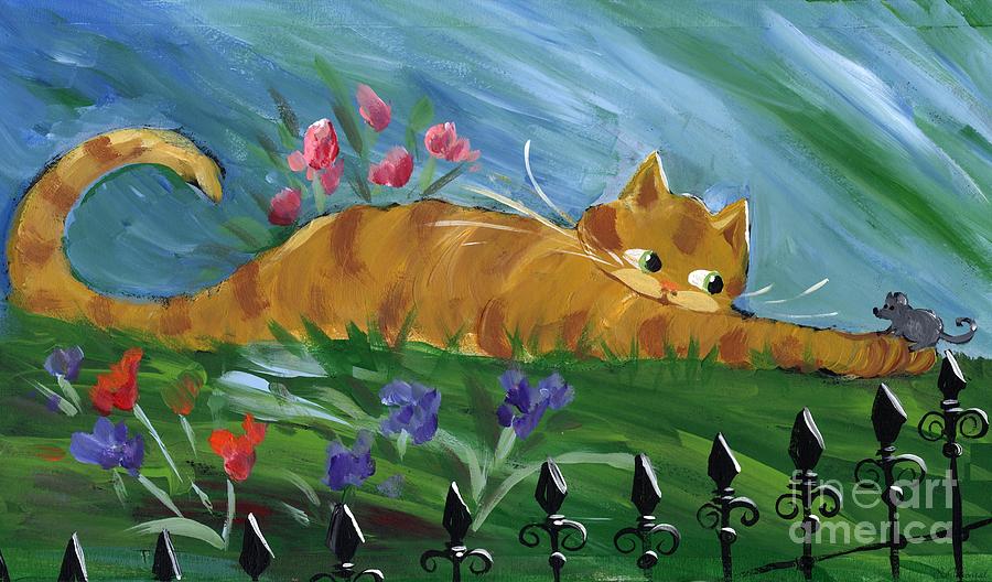 Flower Painting - Cat and Mouse by Follow Themoonart