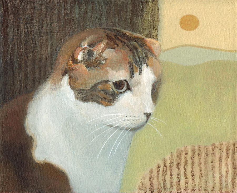 Cat and Sunset Painting by Kazumi Whitemoon