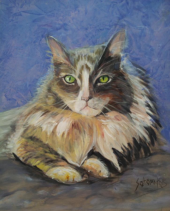 Cat Eyes Painting by Gladiola Sotomayor