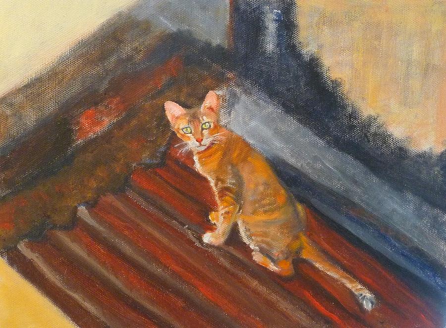 Cat in Thailand Painting by Jessmyne Stephenson