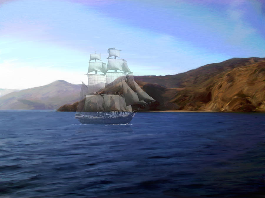 Nature Digital Art - Catalina Shoreline Ghost ship by Snake Jagger