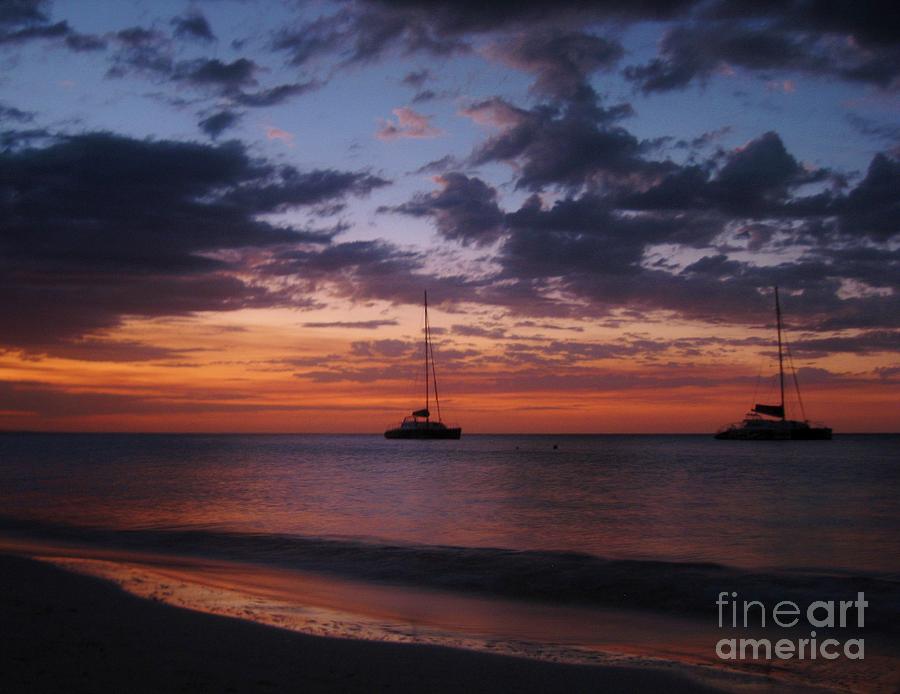 Sunset Photograph - Catamarans  at Sunset by Halifax Artist John Malone