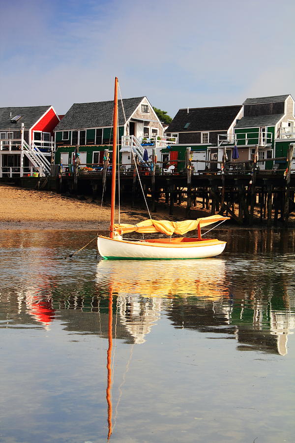 Catboat and Cottage Wharf in Provincetown Photograph by Roupen Baker