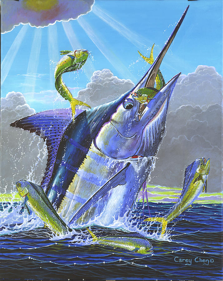 Swordfish Painting - Catch em up by Carey Chen