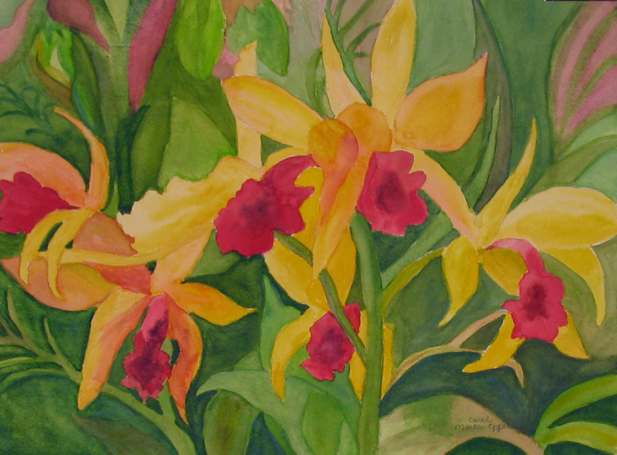 Flower Painting - Cattleyas in the Sun by Carol Marcus