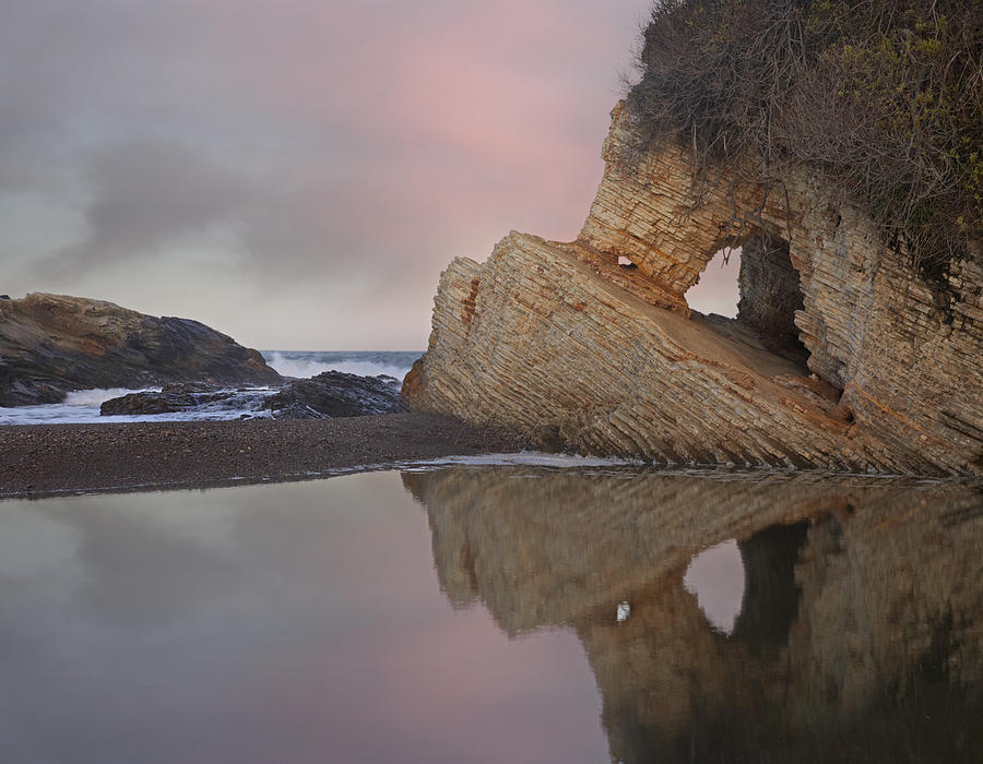 Cave Reflected In Pool At Dusk Spooners Photograph by Tim Fitzharris