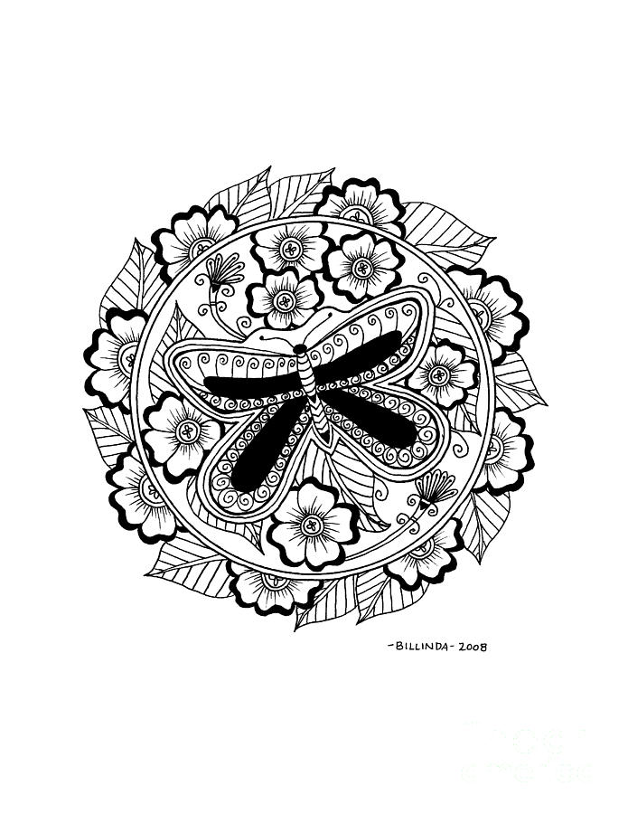 Black And White Drawing - CD 8 Black Butterfly by Billinda Brandli DeVillez