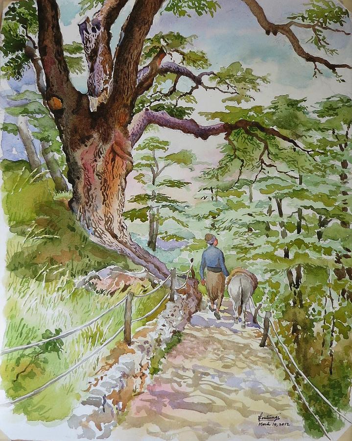 Cedars path in Lebanon Painting by Ghazi Toutounji Pixels