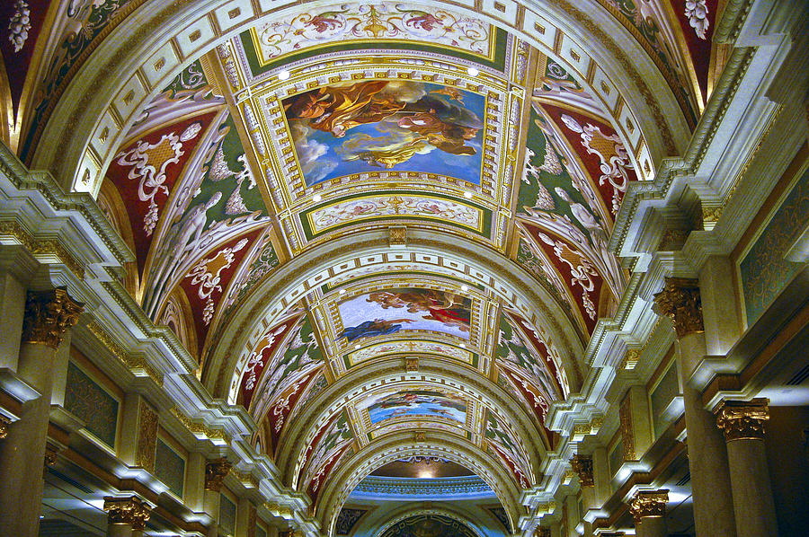 Ceiling Venetian Hotel Las Vegas Nevada Photograph by Jon Berghoff