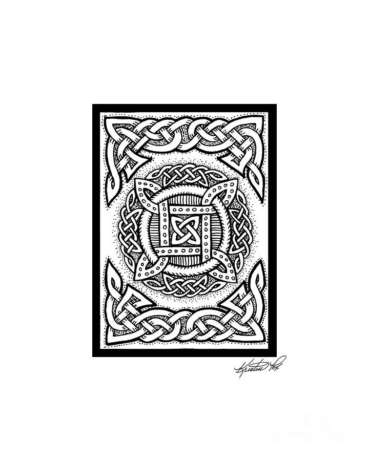 Black And White Drawing - Celtic Four Square Circle by Kristen Fox