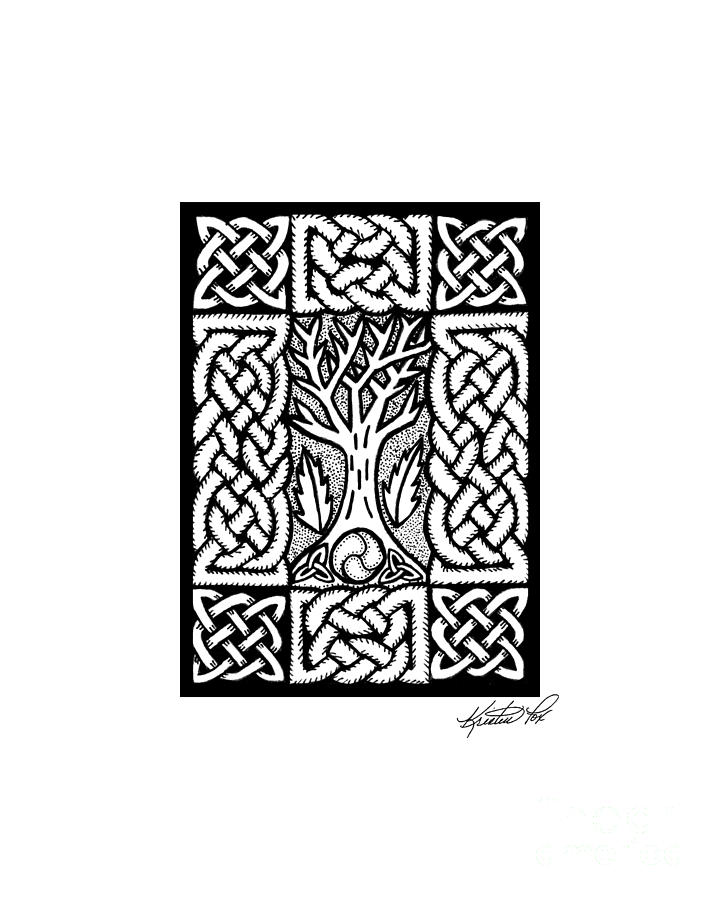 Celtic Knotwork Bare Branches Drawing by Kristen Fox