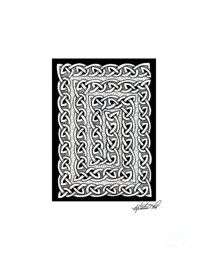 Celtic Knotwork Card Spiral Drawing by Kristen Fox