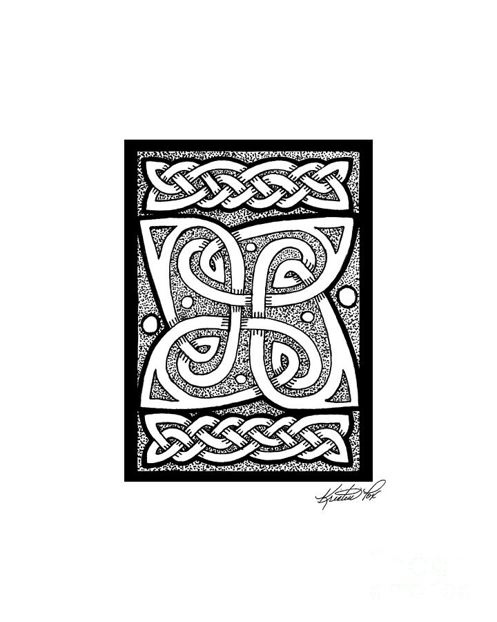Celtic Knotwork Cloverleaf Drawing by Kristen Fox