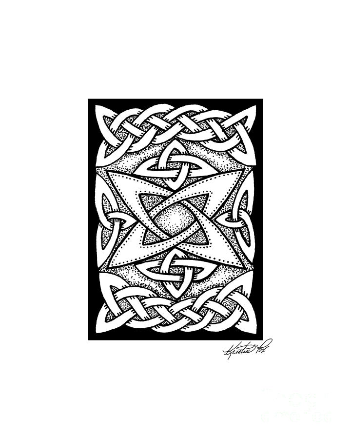 Celtic Knotwork Quasar Drawing by Kristen Fox